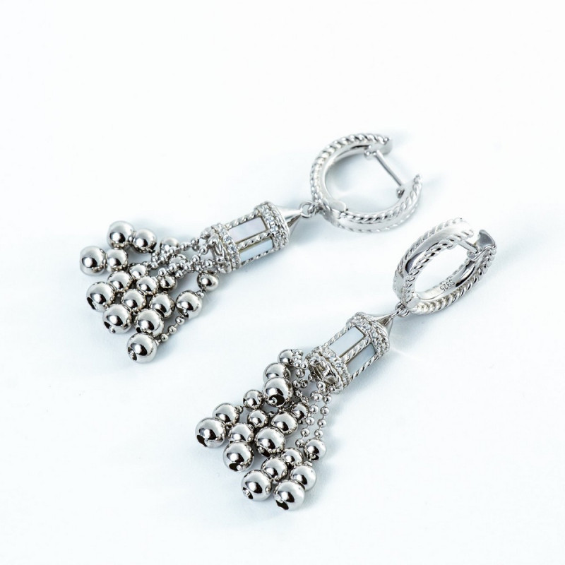 Срібні сережки зі вставками білого перламутра 02-00016-9010