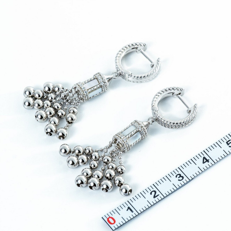 Срібні сережки зі вставками білого перламутра 02-00016-9010