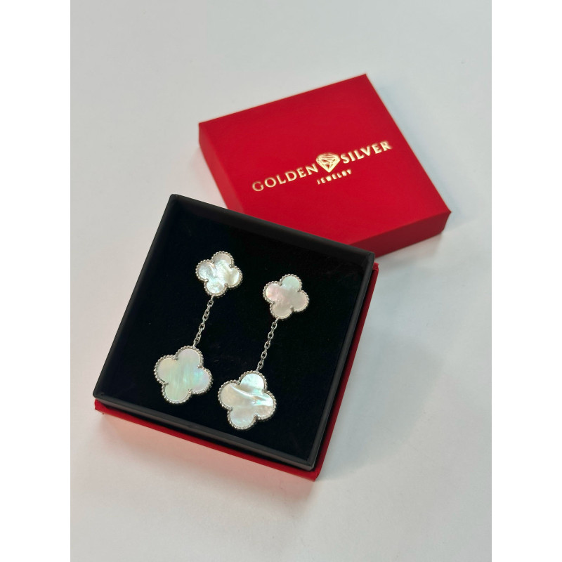 Срібні сережки з білим перламутром 00112-90