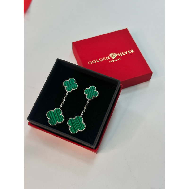 Срібні сережки з малахітом 00113-79