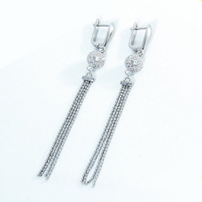 Срібні сережки з підвісками зі вставками фіанітів 02-00031-10