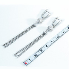 Срібні сережки з підвісками зі вставками фіанітів 02-00031-10