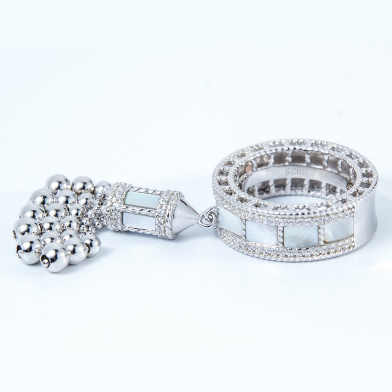 Срібна каблучка зі вставками білого перламутра 01-00017-9010 