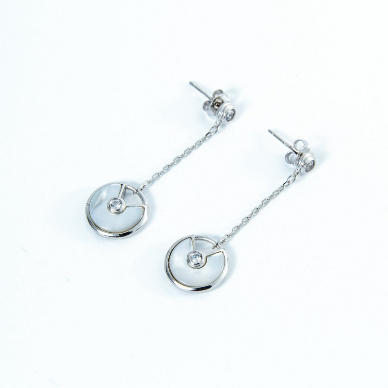 Срібні сережки зі вставками білого перламутра 02-00019-9010 