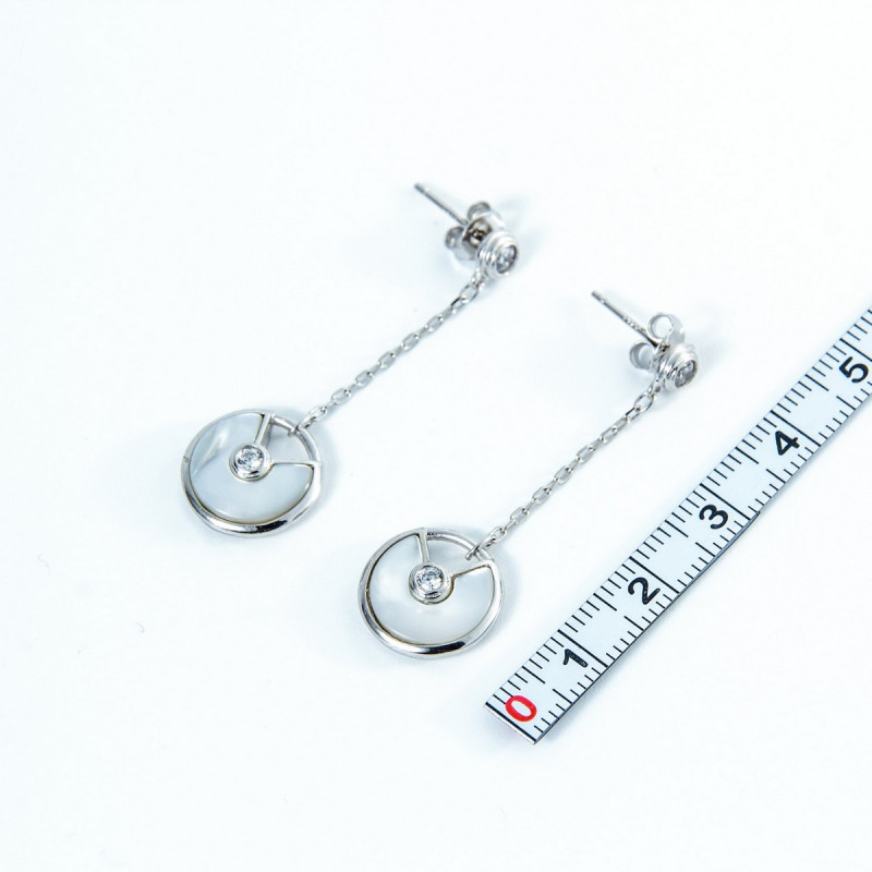 Срібні сережки зі вставками білого перламутра 02-00019-9010 