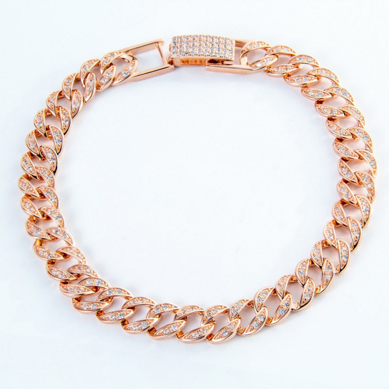 Срібний браслет в позолоті зі вставками фіанітів 03-00014PZ-10 